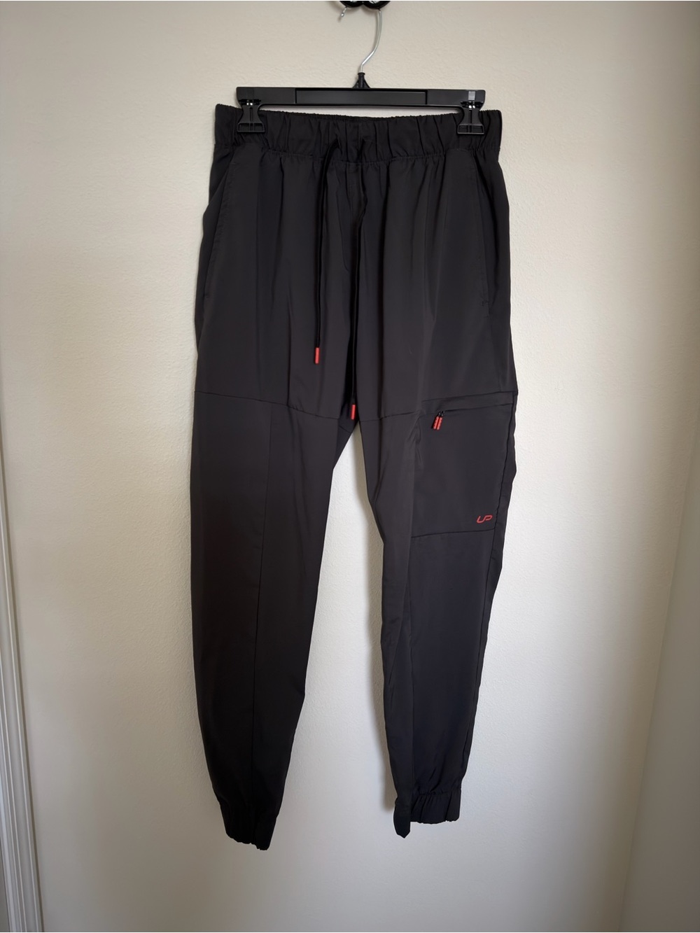 Men's Black Performance Jogger Pants with Subtle Red Accents